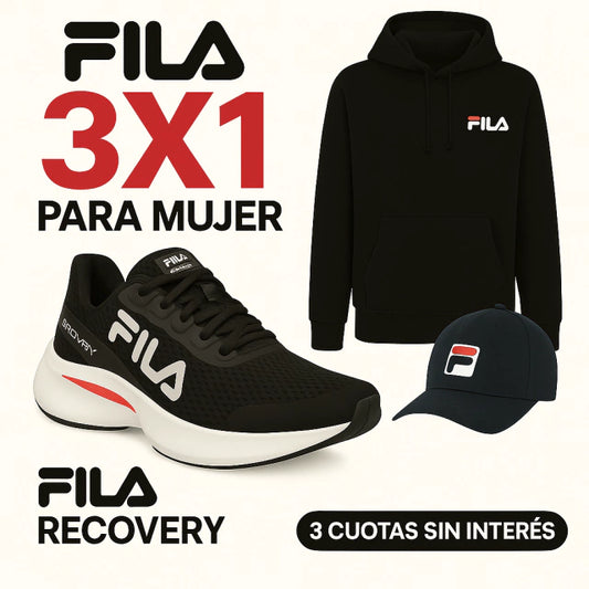 PROMO 3 X 1 ZAPATILLAS FILA RECOVERY + BUZO FILA + GORRA DE REGALO
